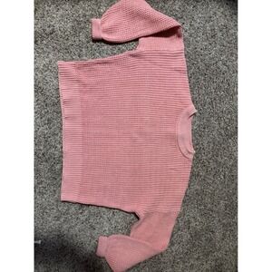 Old Navy Pink Shaker Stitch 100% Cotton Crew Neck Sweater Womens Large L RN54023